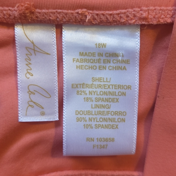 Anne Cole Twist Front Bandeau Tankini Top in Peach Size 18W - Picture 3 of 6